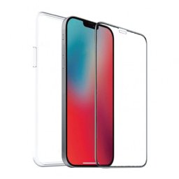 Muvit Pack Funda Cristal Soft Transparente + Cristal Templado para Apple iPhone 12/ 12 Pro