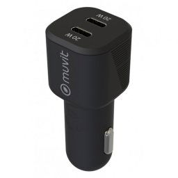Muvit Cargador de Coche 2x USB-C PD 20W Negro
