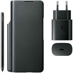 Samsung Note Pack Galaxy Z Fold3 Funda Flip Cover Negra + S Pen + Cargador 25W