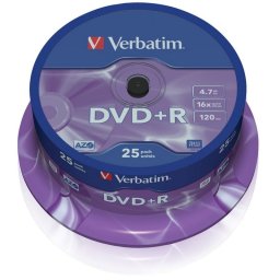 Verbatim DVD+R 16x 4.7GB Bobina 25 Unds