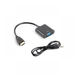 Lanberg Adaptador HDMI a VGA + Cable MiniJack 3.5mm Macho/Hembra 20cm Negro