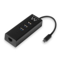 Ewent Hub 3 puertos USB 3.1 Tipo C con Puerto de Red Gigabit