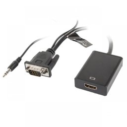 Lanberg Adaptador VGA + Jack 3.5mm a HDMI Macho/Hembra Negro