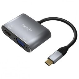 Adaptador USB-C a VGA/HDMI 4K Aisens 15cm Gris