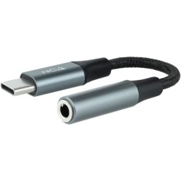Nanocable Adaptador de Audio USB-C a Jack 3.5 Macho/Hembra 11cm Gris/Negro