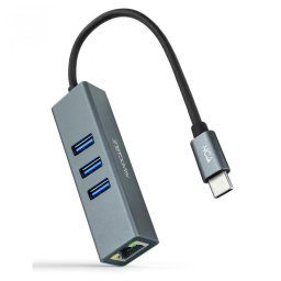 Nanocable Hub USB-C a Ethernet Gigabit + 3x USB 3.0 Aluminio