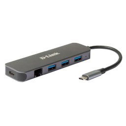 D-Link DUB-2334 Adaptador USB-C/USB a Gigabit Ethernet con 3 Puertos USB 3.0 PD 60W
