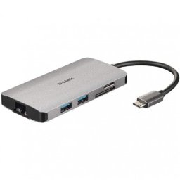D-Link DUB-M810 Hub 8 en 1 Lector SD/MicroSD/HDMI 4K/USB-C/USB 3.0/RJ45