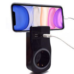 Welly Enjoy IT WY13031 Adaptador de Corriente con Soporte 2 Puertos USB Negro