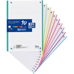 Oxford Classic Pack 160 Hojas Recambio de Cuaderno A4-A4+ Colores Vivos