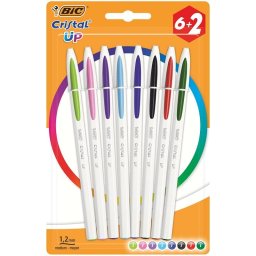 Bic Cristal Up Pack 6+2 Bolígrafos Punta 1.2mm Colores Surtidos