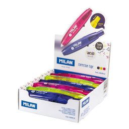 Milan Correction Tape Caja de 12 Correctores de Escritura en Cinta 5mmx6m Colores Surtidos