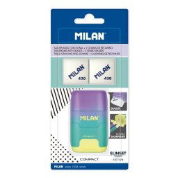 Milan Compact Sunset Sacapuntas Doble con Goma + 2 Recambios