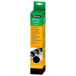 Fellowes 5330302 Canutillos de Plástico para Encuadernación 6mm Negro 25 Unidades