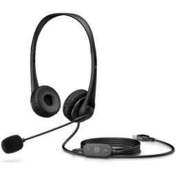 HP G2 Auriculares Estéreo USB con micrófono, cancelación de ruido, cómodos para llamadas, Negro