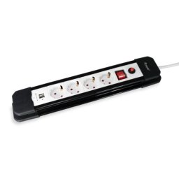 Equip Regleta de Alimentación 4 Tomas de Red con Interruptor + 2 Puertos USB Negra/Blanca