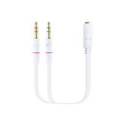 Nanocable Cable Audio Jack 3.5 a 2xJack 3.5 Macho/Hembra 20cm Blanco