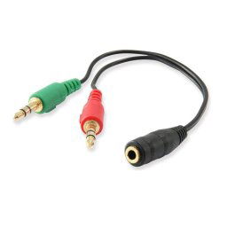 Ewent Cable Adaptador Audio Jack 3.5H a 2x Jack 3.5M de 3 Pines 15cm Negro