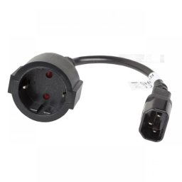 Lanberg Cable de Extensión IEC 320 C14 a Schuko Hembra/Hembra 20cm Negro