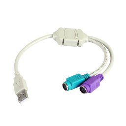 3Go Cable Adaptador Doble PS/2 a USB Blanco