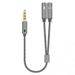 Aisens Cable Audio Jack 3.5mm a 2xJack 3.5mm Macho/Hembra 25cm Gris