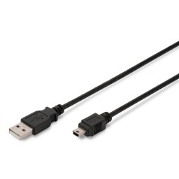 Digitus Cable de Conexión USB Tipo A-Mini USB 3m Conform Negro