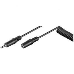 Goobay Cable de Audio Estéreo en Espiral Jack 3.5 Macho/Hembra 1m Negro