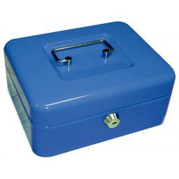 Caja caudales q-connect 8" 200x160x90 mm azul con portamonedas