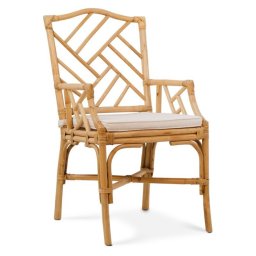 Sillon Comedor Ratan Natural con Cojin Serie Rombo