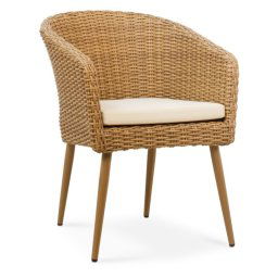 Butaca Aluminio Rattan Sintetico Miel Diseño moderno Aubaud