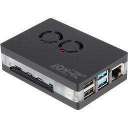 Joy-It Carcasa Negra Acrílica con Doble Ventilador para Raspberry Pi 4B