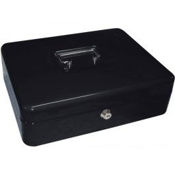 Caja caudales q-connect 12" 300x240x90 mm negra con portamonedas