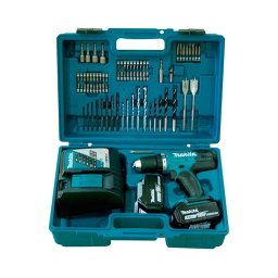 DDF482RFX1 Taladro atornillador Makita a batería 18V con set 74 piezas