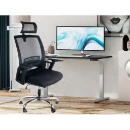Silla q-connect direccion ergonomica base metal respaldo alto con reposacabeza ajustable