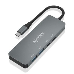 Aisens HUB USB 3.2 Gen2 10G USB-C a USB-C/M + 2xUSB-C/H + 2xUSB-A/H 15cm Gris