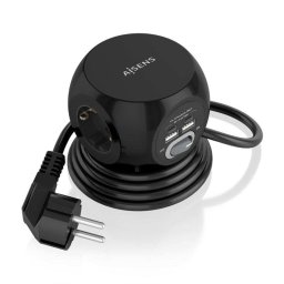 Aisens Regleta Sobremesa Multifuncion con 3 Tomas + 2xUSB-C/2xUSB-A 1.4m Negra