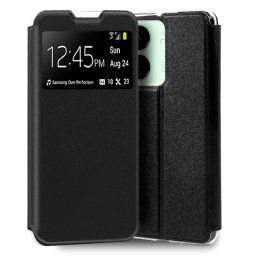 Cool Funda Flip Cover Liso Negro para Xiaomi Redmi 13C/Poco C65