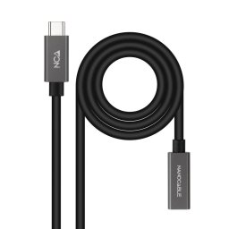 Nanocable Cable Prolongador USB-C 3.2 Gen2x2 Macho/Hembra 20Gbps 3A 4K/60Hz 2m Negro