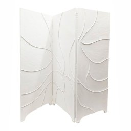 Biombo 3 Hojas Moderno Blanco Lineas Onduladas Arisdans