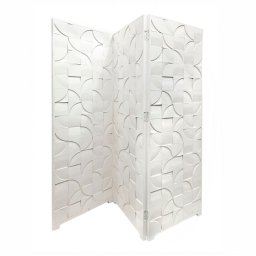 Biombo 3 Hojas Moderno Blanco Tallado Cavidades Arisdans