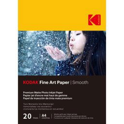 Kodak 9891092 20 Hojas Papel Fotográfico Mate A4 230g/m2 para Impresión Inkjet