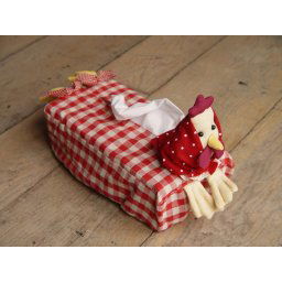Funda Caja de Kleenex - Modelo GALLINA CUADROS - Rojo