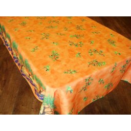 Mantel Antimanchas de Poliéster - Modelo OLIVAS Y ÁRBOLES - Naranja