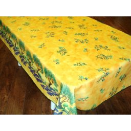 Mantel Antimanchas de Poliéster - Modelo OLIVAS Y ÁRBOLES - Amarillo
