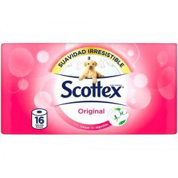 Papel higienico scottex original 2 capas paquete de 16 rollos 17,7 m