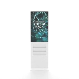 TOTEM DIGITAL BLANCO CON PORTAFOLLETOS y PANTALLA TACTIL