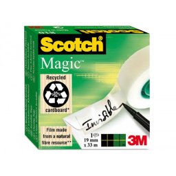 Cinta adhesiva scotch magic invisible 33 m x 19 mm pack de 6 unidades