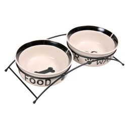 Set de comederos con soporte Eat on Feet Trixie - 2 x 1,6 litros, diámetro 20 cm