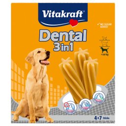 Snacks dentales para perros Vitakraft Dental 3in1 L/M - 28 uds