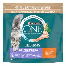 PURINA ONE Pelaje y bolas de pelo pienso para gatos - Pack % - 3 x 1,4 kg